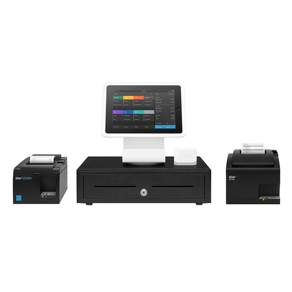 Pos Station Riser Square Stand Restaurant POS Station Kit - Black/White | eMerchant Authority